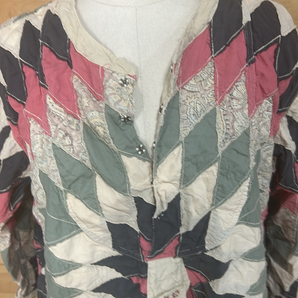 EUC like new Magnolia Pearl patchwork quiltwork quilted Ines tunic top shirt XL - Picture 5 of 16